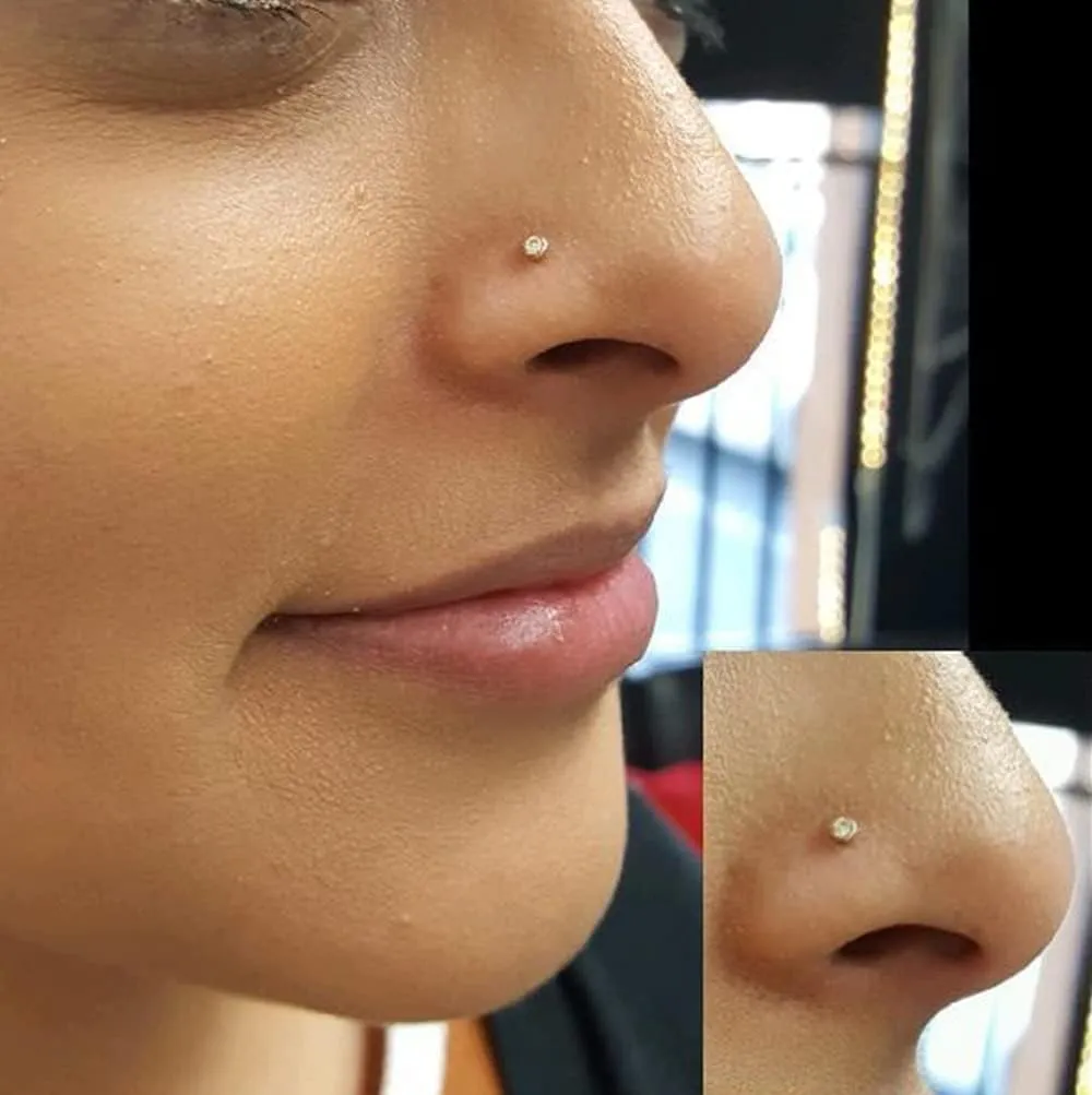 4-6pcs 20g Nose Rings Studs Surgical Steel Nose Rings CZ L Shaped Corkscrew Nose Ring Studs for Women Men Small Cute Silver Rose Gold Black Nose Rings Stud 1.5mm 2mm 2.5mm 3mm Nostril Piercing jewelry