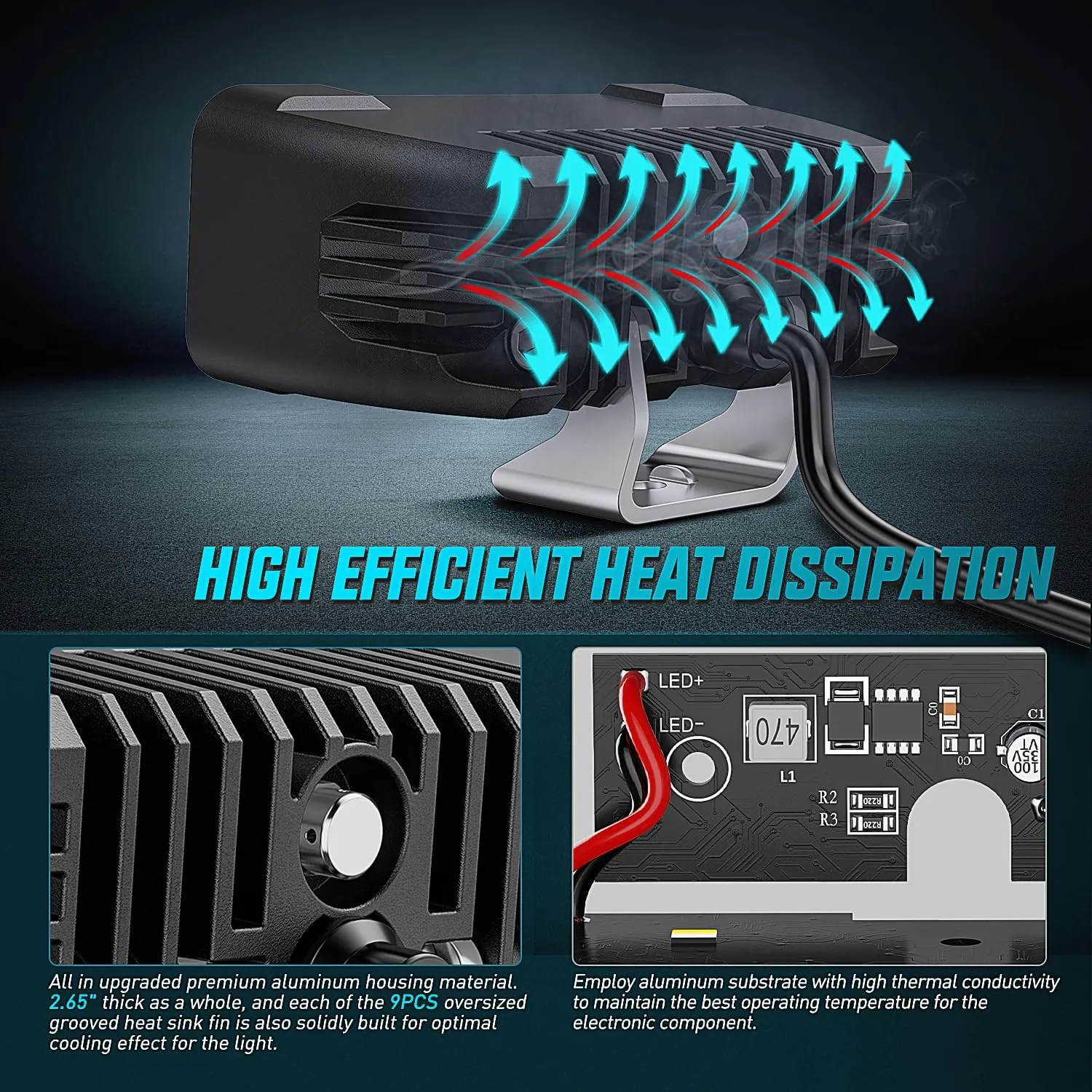 4.5 Inch 2LED 30W Square Flood Built-in EMC LED Pod Lights (Pair)
