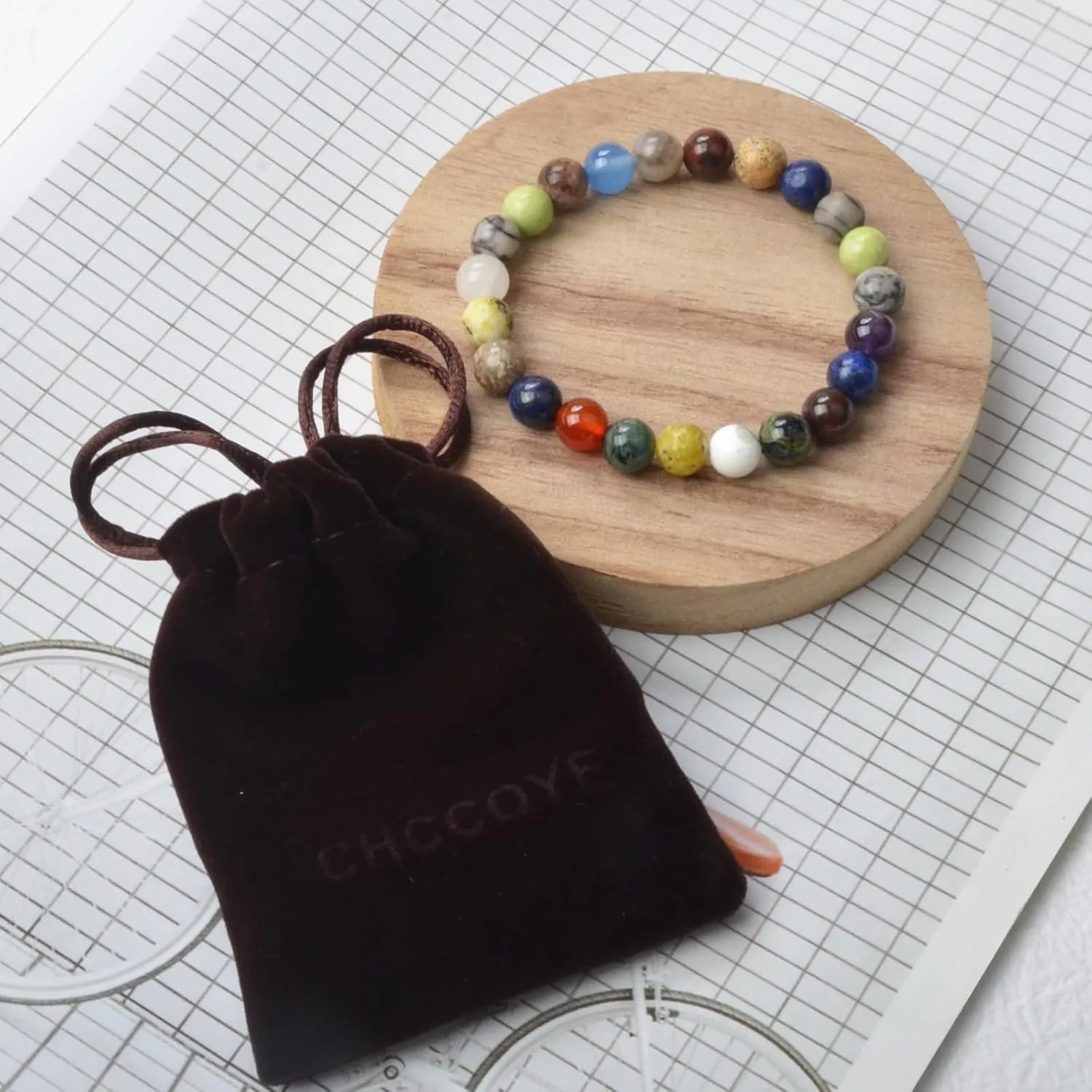 4mm Natural Healing Gemstone Bracelet Handmade Yoga Stretch Elastic Bracelet Stress Relief Crystal Jewelry for Men and Women (4mm,Colorful)