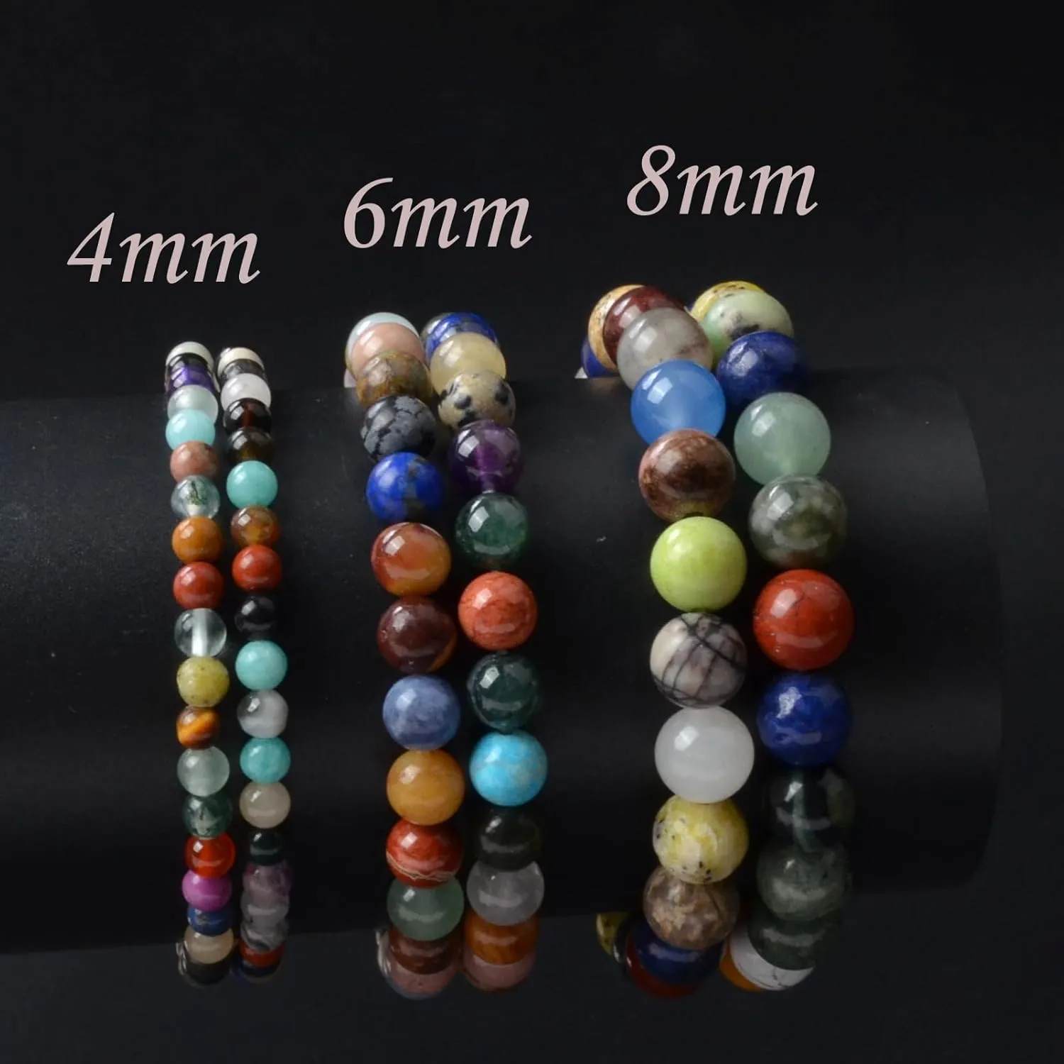 4mm Natural Healing Gemstone Bracelet Handmade Yoga Stretch Elastic Bracelet Stress Relief Crystal Jewelry for Men and Women (4mm,Colorful)