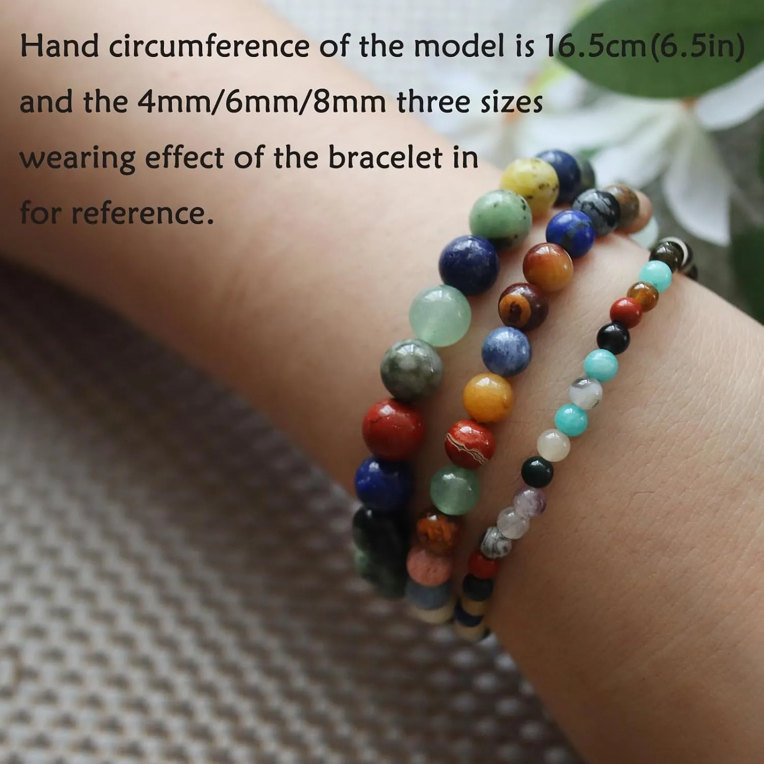 4mm Natural Healing Gemstone Bracelet Handmade Yoga Stretch Elastic Bracelet Stress Relief Crystal Jewelry for Men and Women (4mm,Colorful)