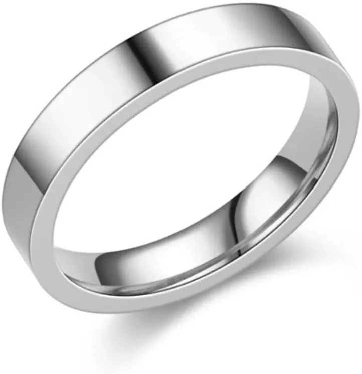 4mm titanium steel silver couple ring simple rose gold ring unisex men