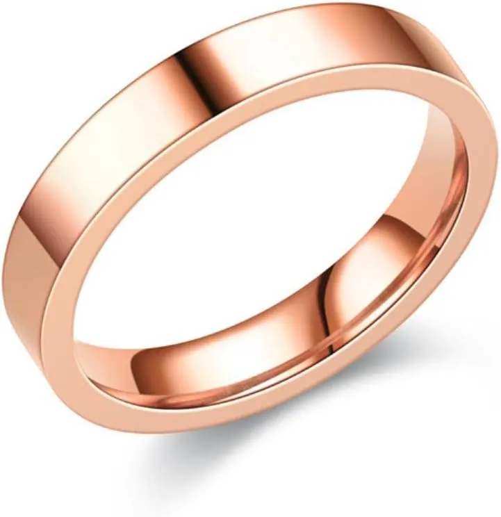 4mm titanium steel silver couple ring simple rose gold ring unisex men