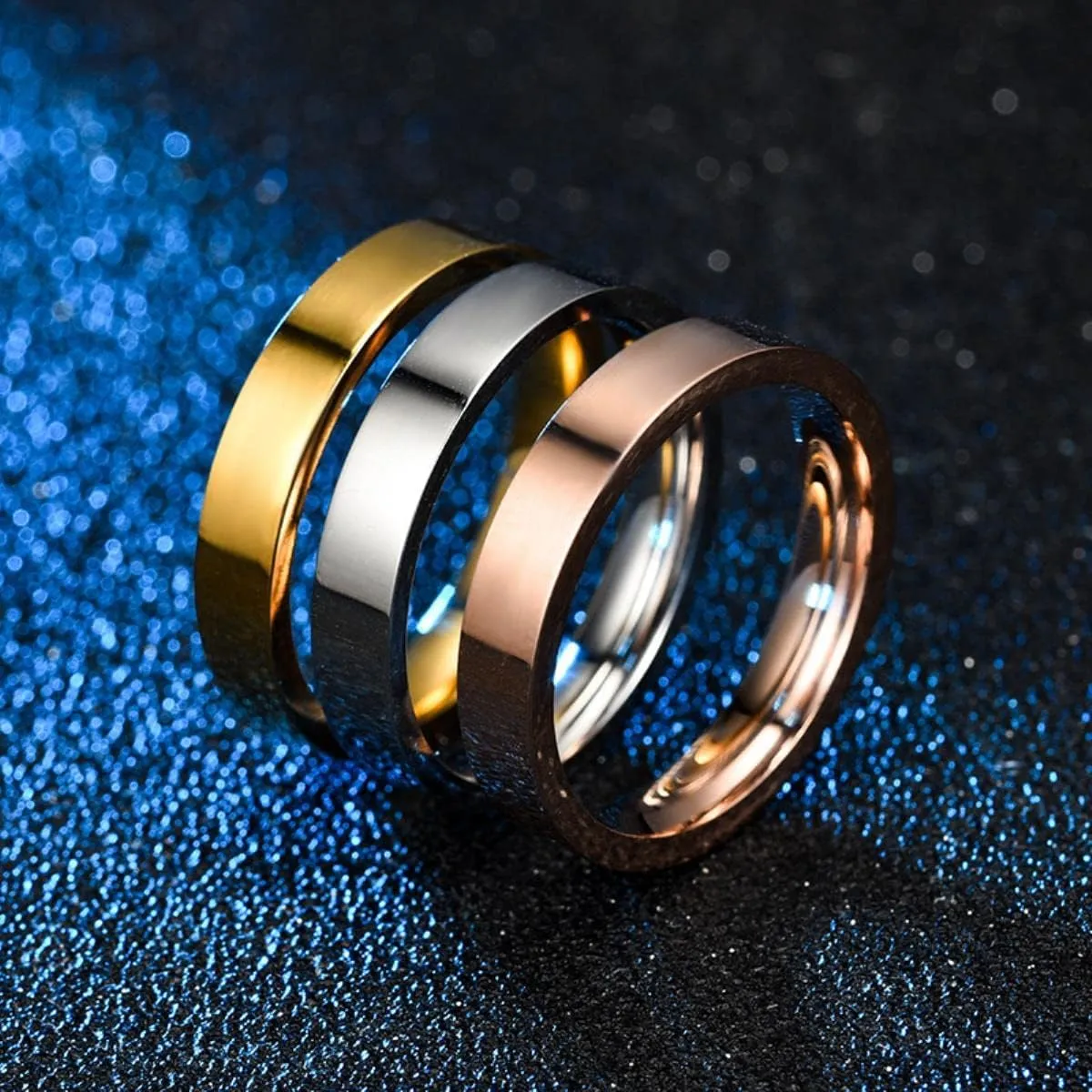 4mm titanium steel silver couple ring simple rose gold ring unisex men