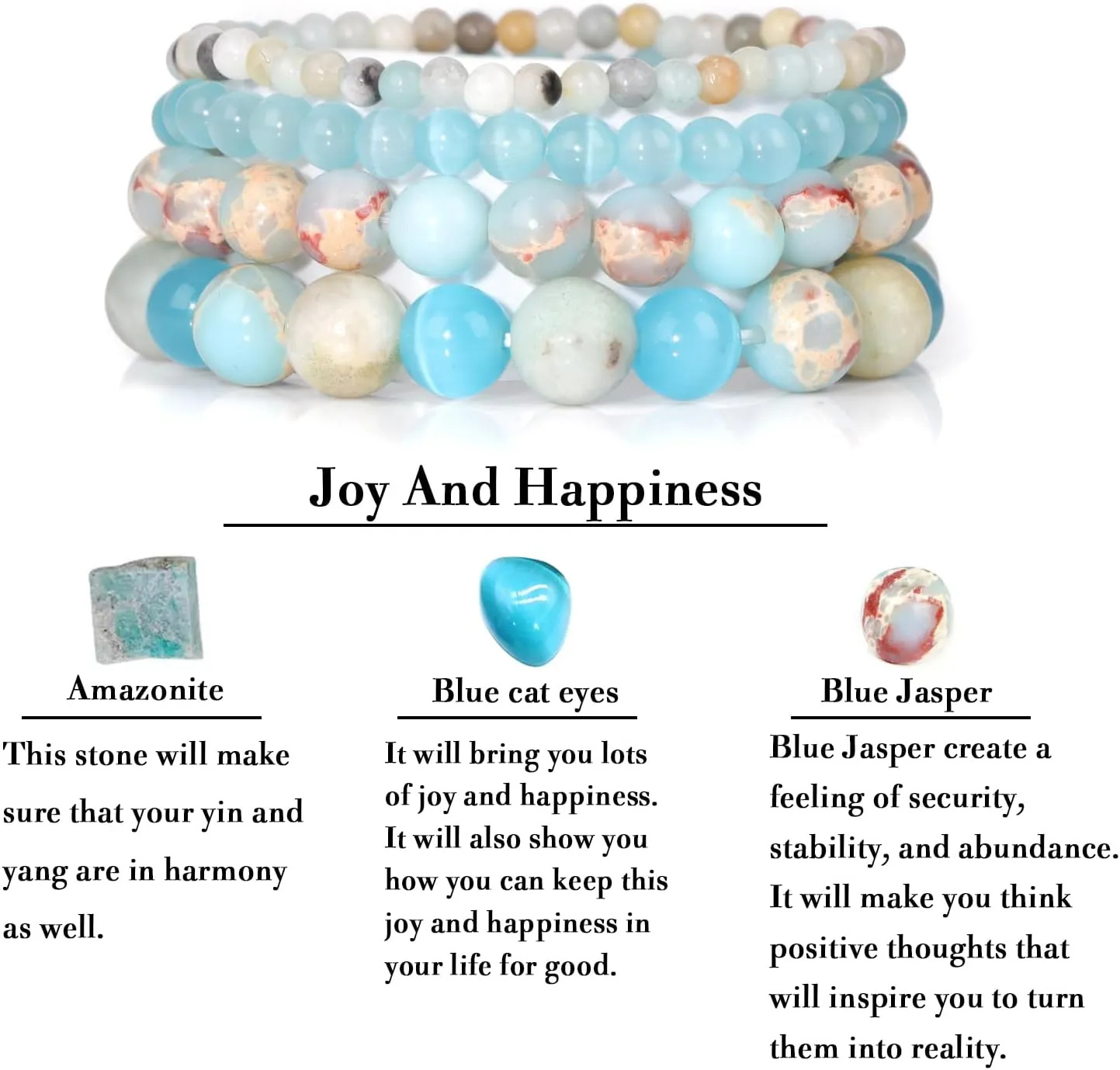 4pcs Beaded Bracelets for Women,Natural Healing Crystal Gemstones Bracelet,Anxiety Stress Relief Bracelet Handmade purple Jewelry Gifts for Women