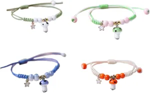 4Pcs Cute Mushroom Anklet Colorful Beaded Bracelets Luck String Rope Chain Braided Bracelet Friendship Jewelry for Women Men