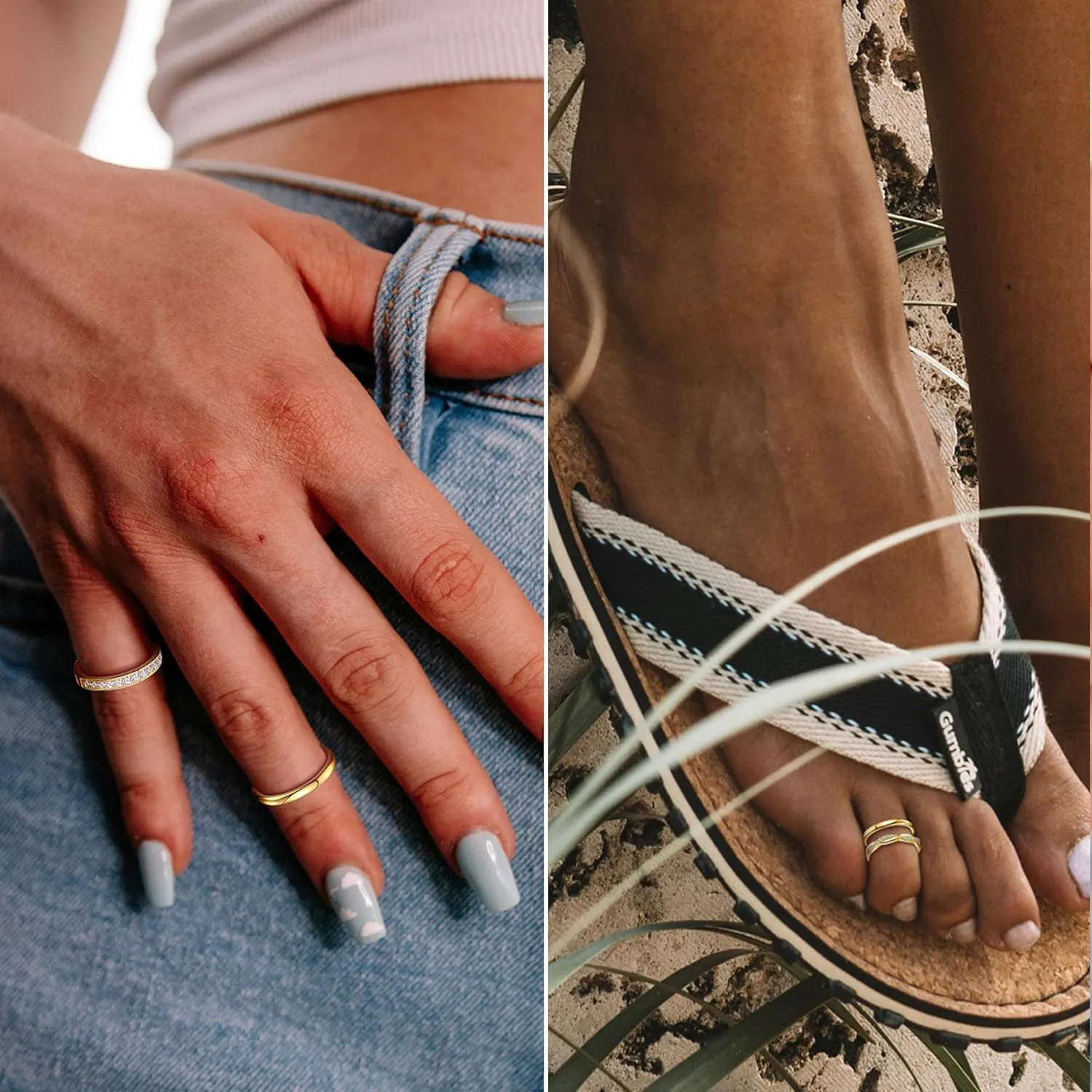 4PCS Toe Rings for Women Gold Adjustable 14K Gold Filled Toe Ring Set Simple Cute Thin Band Hawaiian Beach Summer Foot Jewelry Waterproof Gold Toe Rings