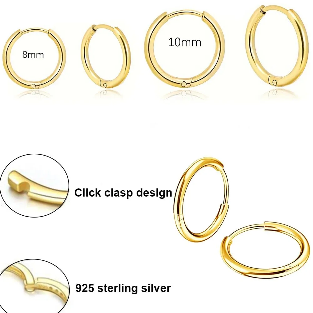 5 Pairs Flat Back Stud Earrings Hypoallergenic Surgical Steel Earrings for Sensitive Ears 14K Gold Flat Back Earrings for Women Men, Flatback Stud Hoop Cartilage Earring Set for Multiple Piercing
