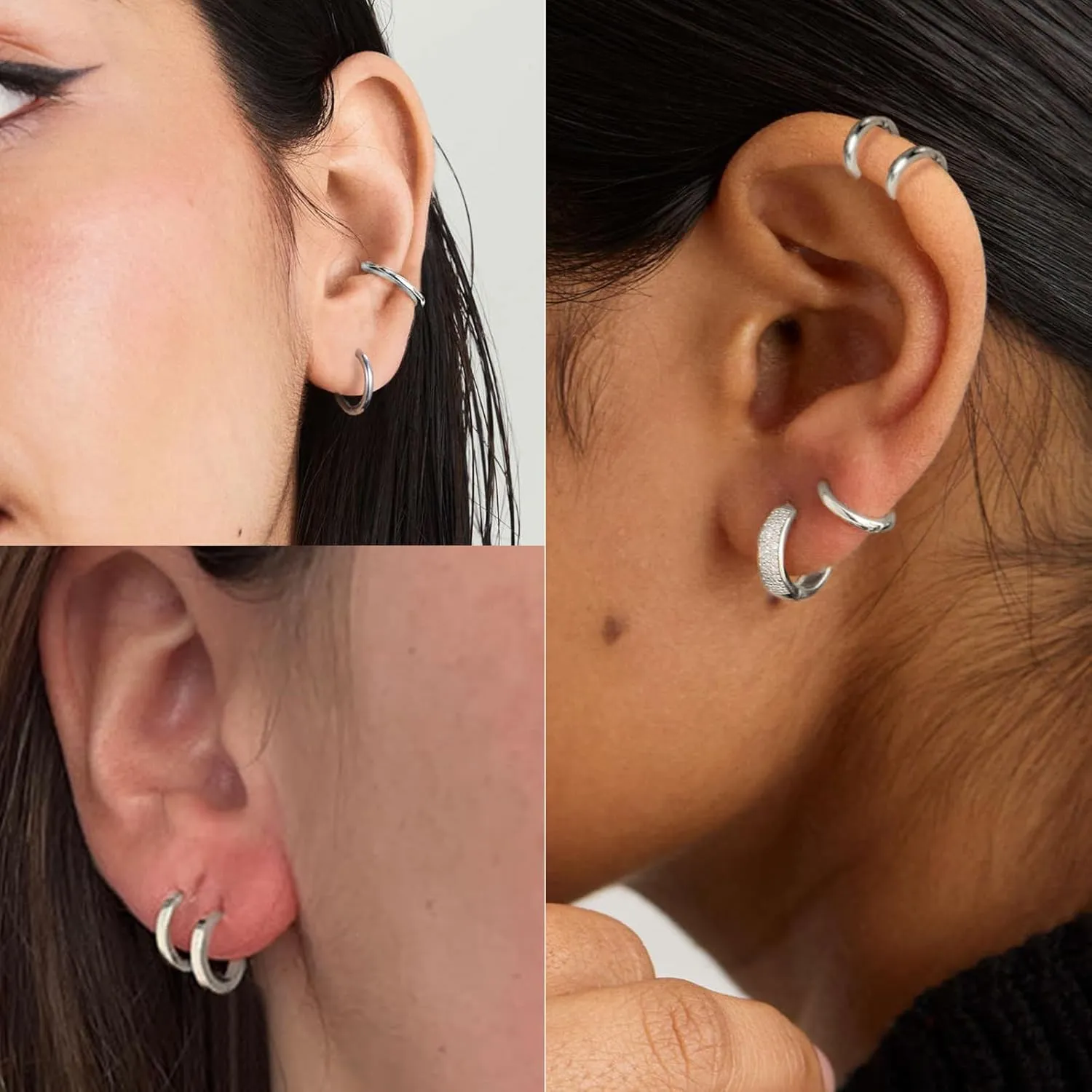 5 Pairs Small Gold Silver Hoop Earrings for Women Men,Hypoallergenic 316L Surgical Stainless Steel Earrings for Sensitive Ears,Cute Tiny Huggie Hoops Earrings Set for Multiple Piercing Jewelry Gift