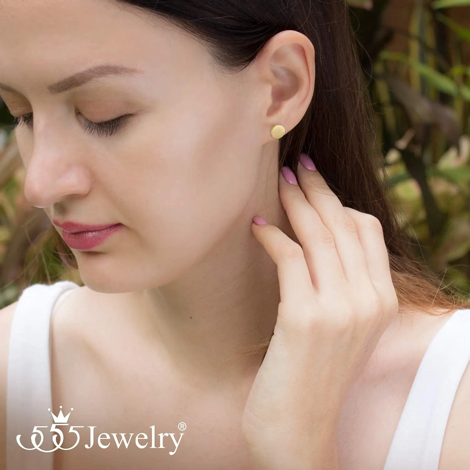 555Jewelry Womens Stainless Steel Minimal Matte Circle Disc Stud Round Shape Earrings