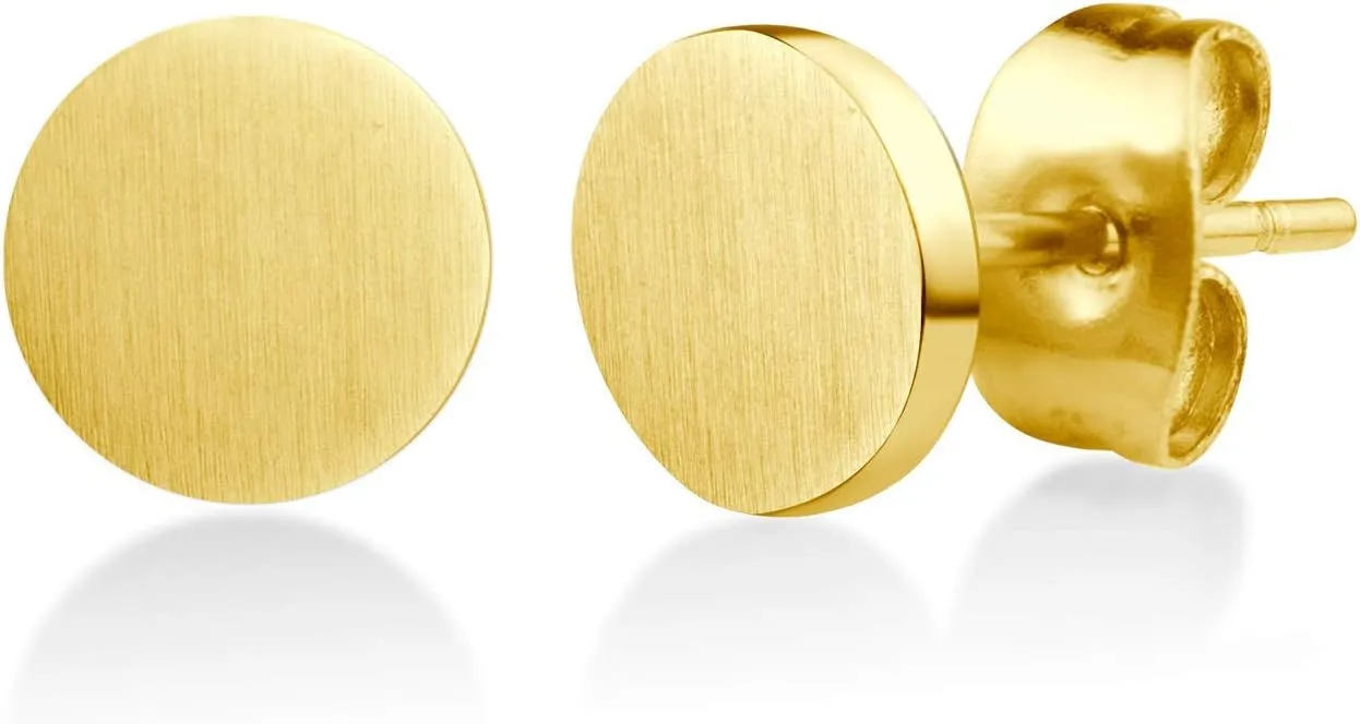 555Jewelry Womens Stainless Steel Minimal Matte Circle Disc Stud Round Shape Earrings