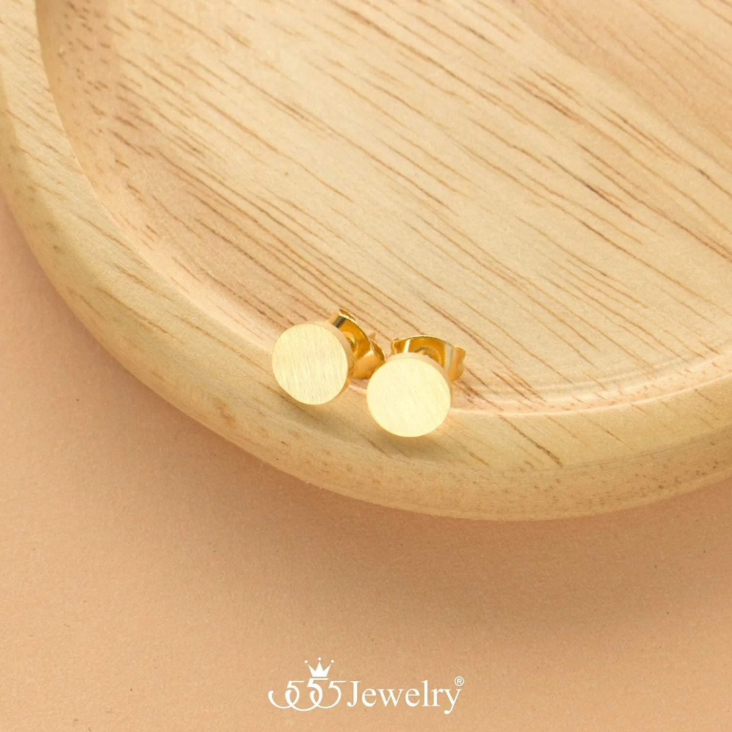 555Jewelry Womens Stainless Steel Minimal Matte Circle Disc Stud Round Shape Earrings
