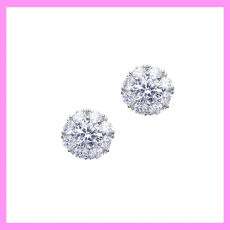 【6-39#】Spin Sparkling Flower Earrings  for female fashion daily engagement wedding anniversary birthday present