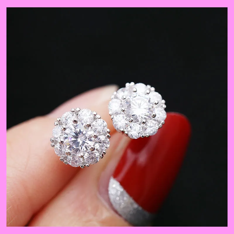 【6-39#】Spin Sparkling Flower Earrings  for female fashion daily engagement wedding anniversary birthday present
