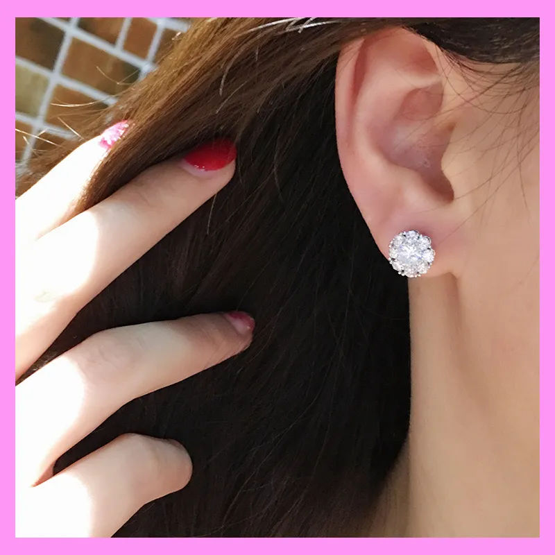 【6-39#】Spin Sparkling Flower Earrings  for female fashion daily engagement wedding anniversary birthday present