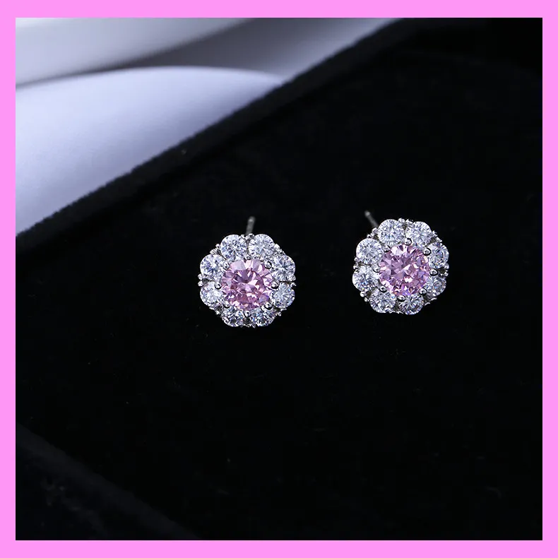 【6-39#】Spin Sparkling Flower Earrings  for female fashion daily engagement wedding anniversary birthday present
