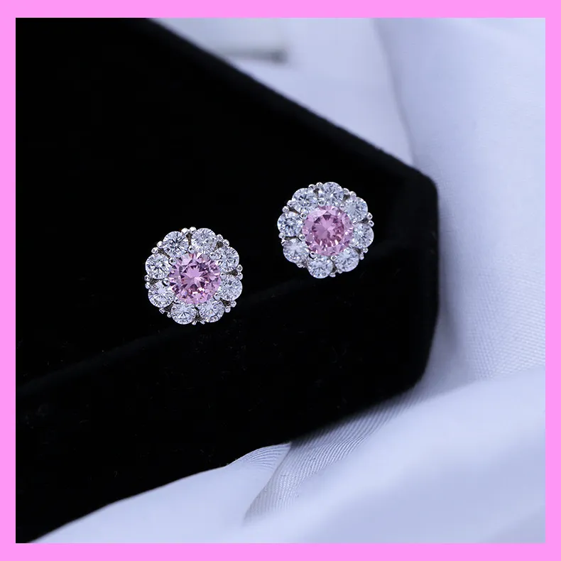 【6-39#】Spin Sparkling Flower Earrings  for female fashion daily engagement wedding anniversary birthday present