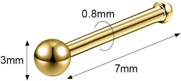 6pcs 20g Nose Studs 3mm Ball Flat Surgical Steel Nose Ring for Women Men Black Rose Gold Nose Stud L Shaped Corkscrew Nose Ring Studs Cute Nostril Nose Piercing Jewelry