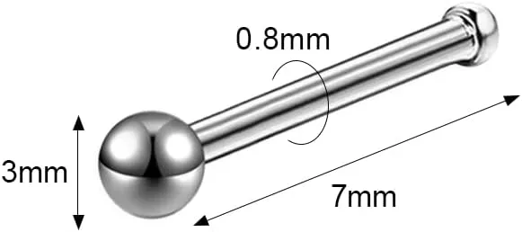 6pcs 20g Nose Studs 3mm Ball Flat Surgical Steel Nose Ring for Women Men Black Rose Gold Nose Stud L Shaped Corkscrew Nose Ring Studs Cute Nostril Nose Piercing Jewelry