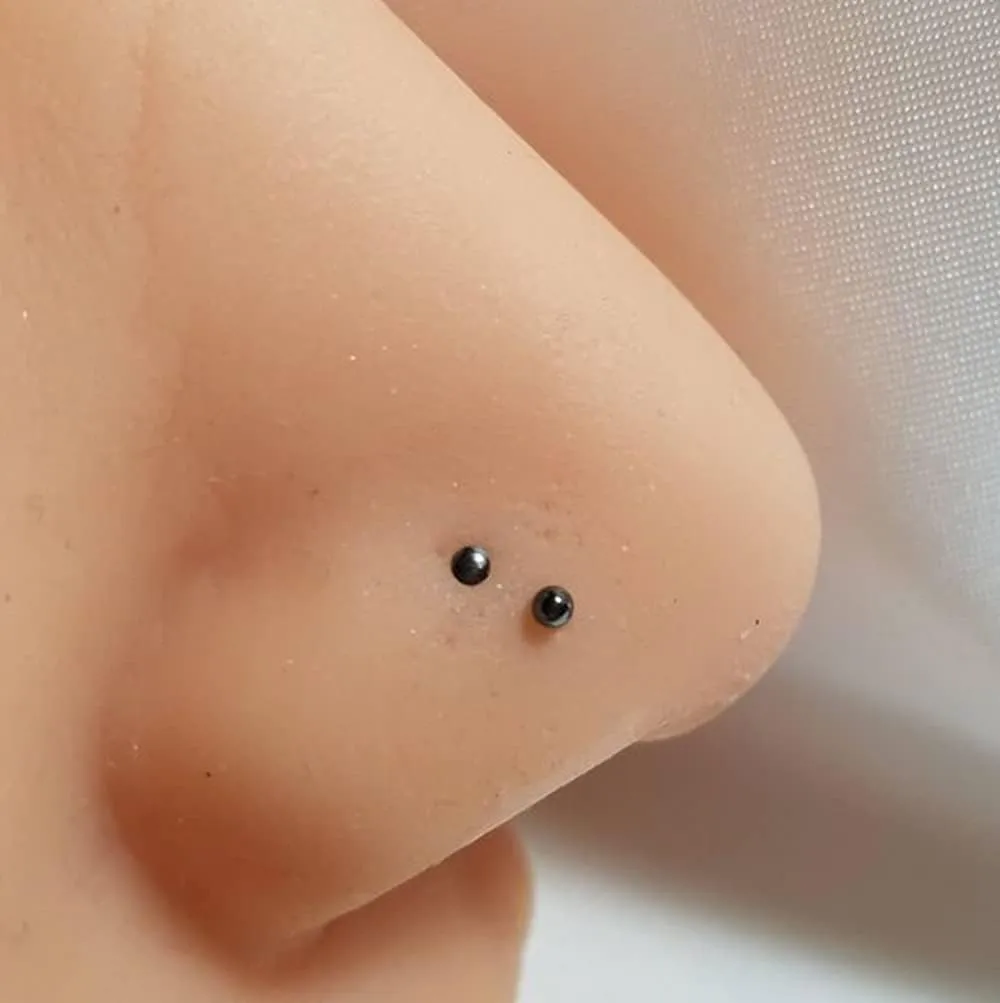 6pcs 20g Nose Studs 3mm Ball Flat Surgical Steel Nose Ring for Women Men Black Rose Gold Nose Stud L Shaped Corkscrew Nose Ring Studs Cute Nostril Nose Piercing Jewelry