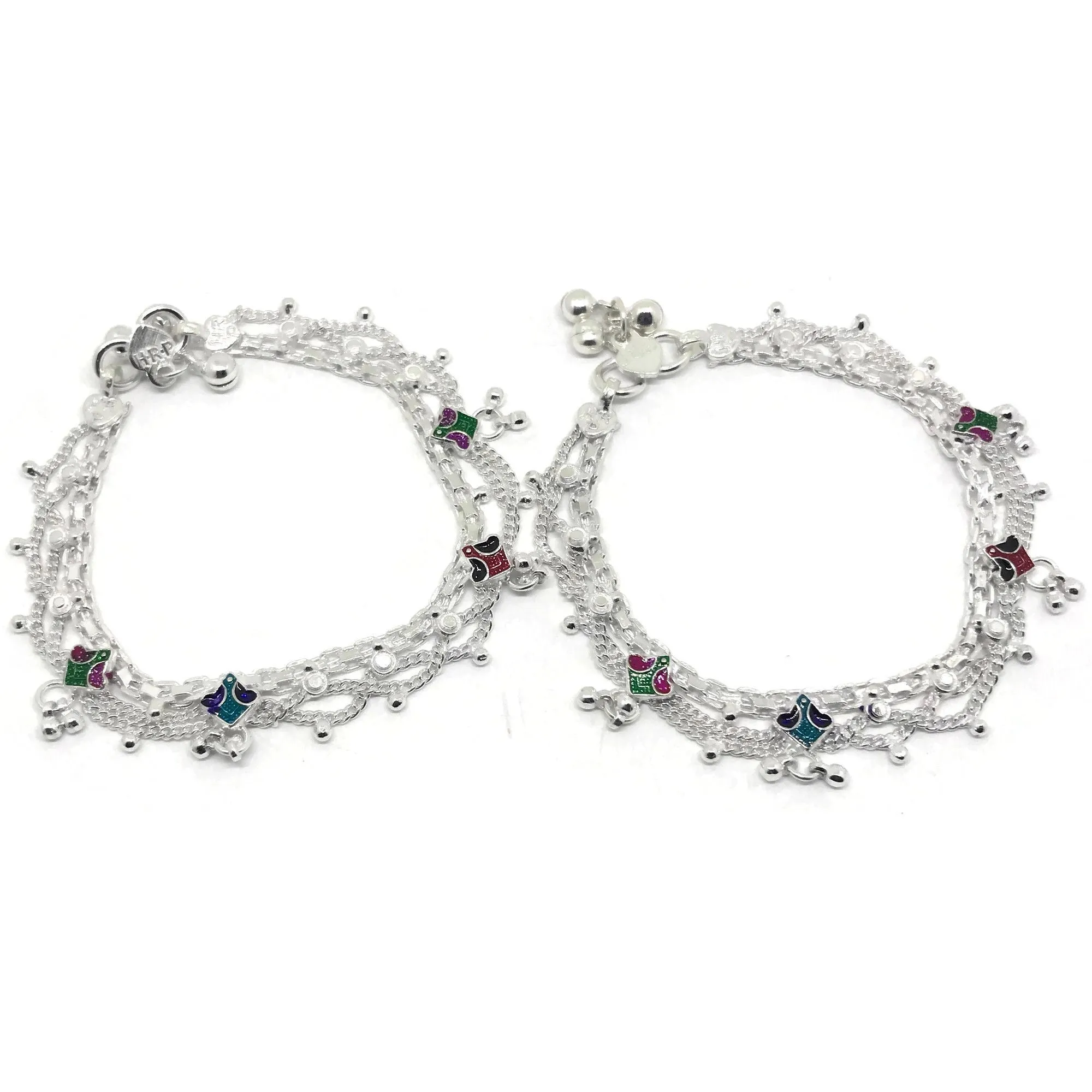 700 Silver Teens Traditional Anklet - #02