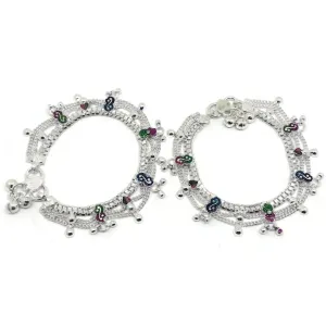 700 Silver Teens Traditional Anklet - #06