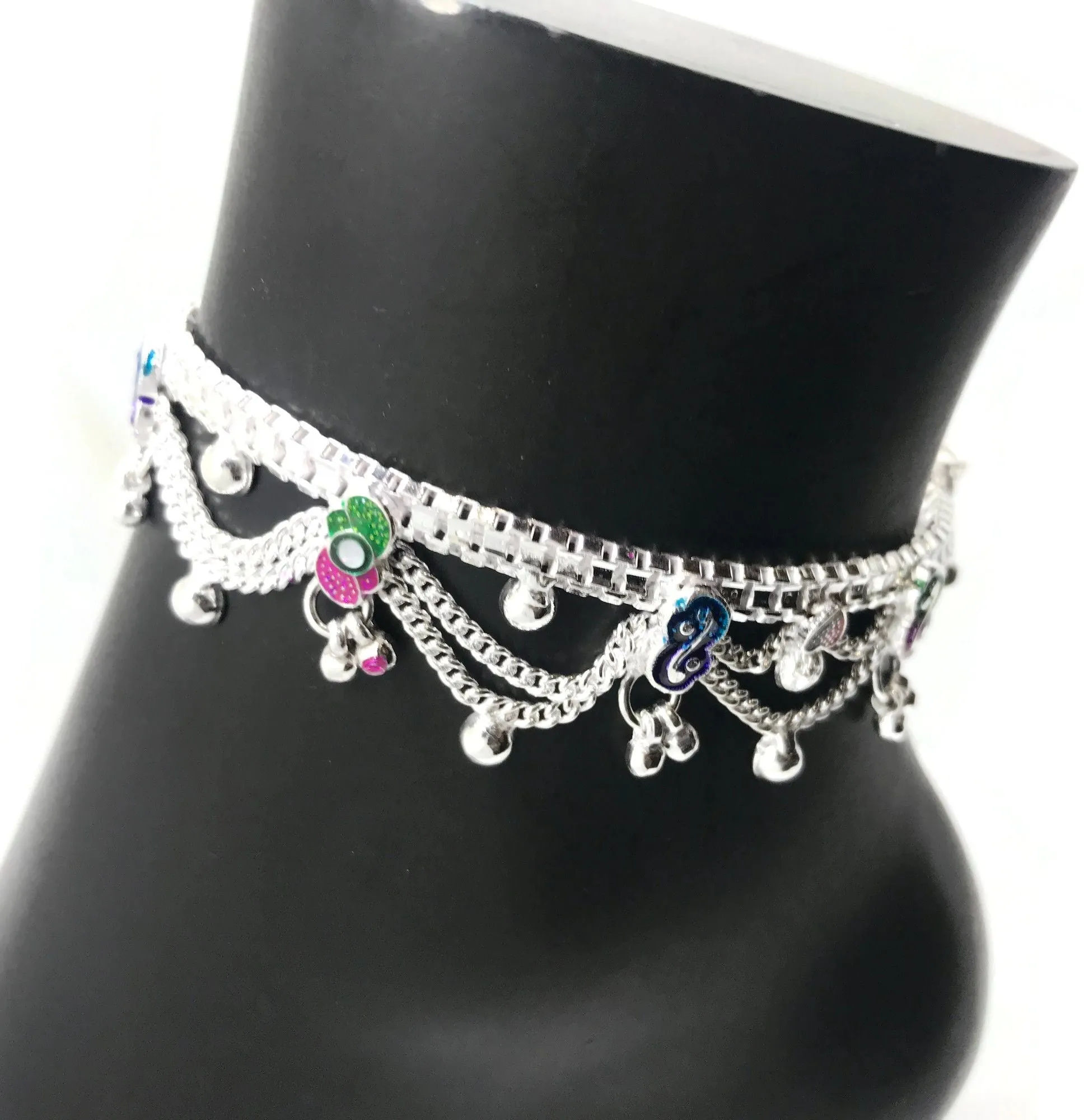 700 Silver Teens Traditional Anklet - #09