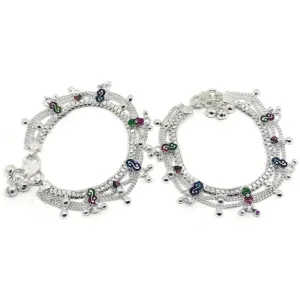 700 Silver Teens Traditional Anklet - #09