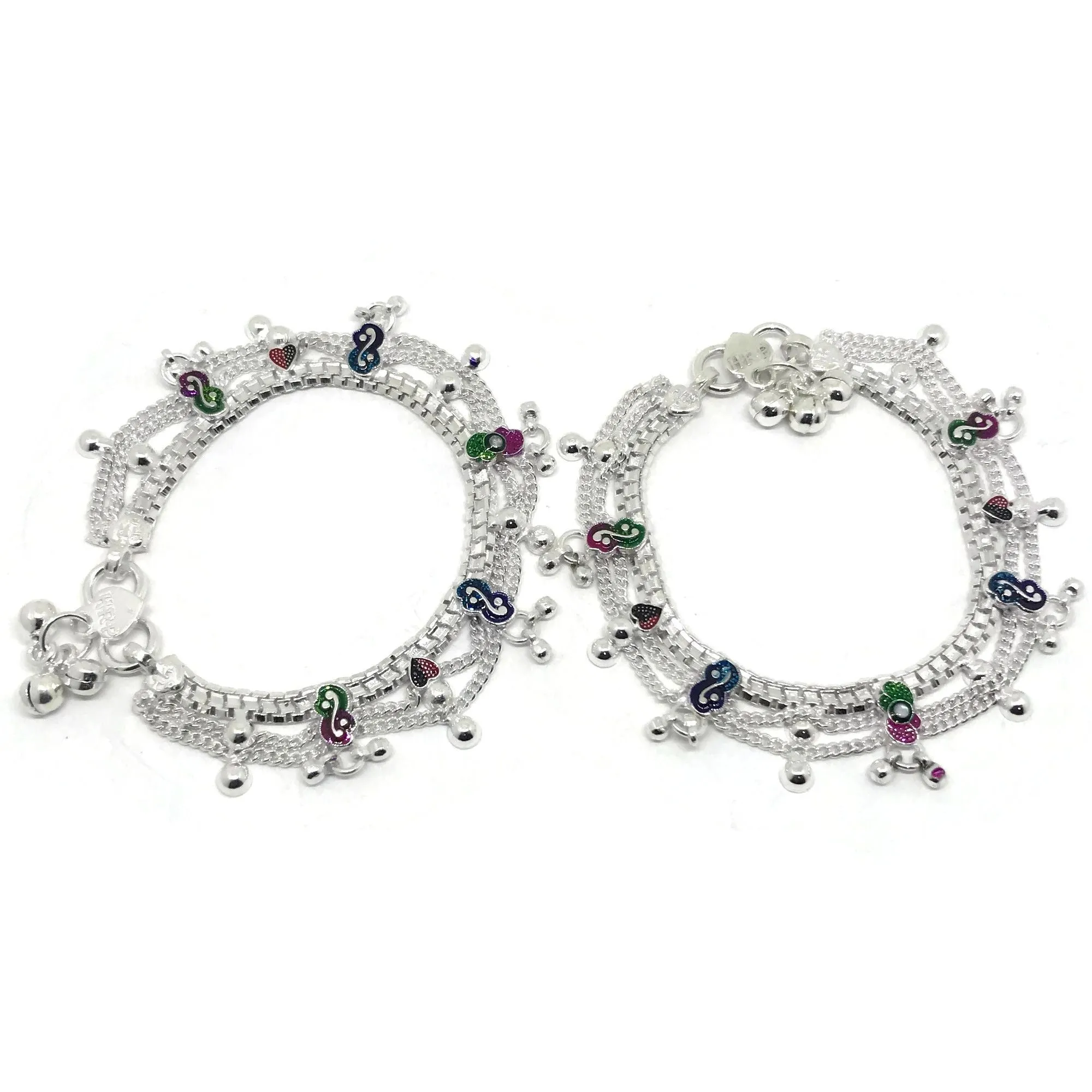 700 Silver Teens Traditional Anklet - #09