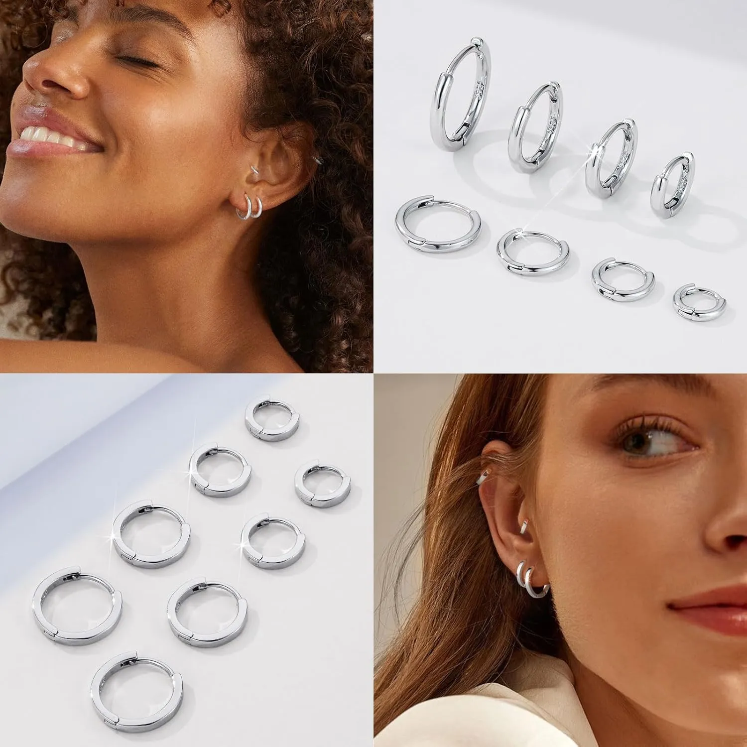 8 Pairs Gold Earrings Small Gold Hoop Earrings for Women,18K Real Gold Plated Gold Hoops Huggie Cartilage Earrings Piercings Jewelry Hypoallergenic Lightweight 6mm/8mm/10mm/12mm