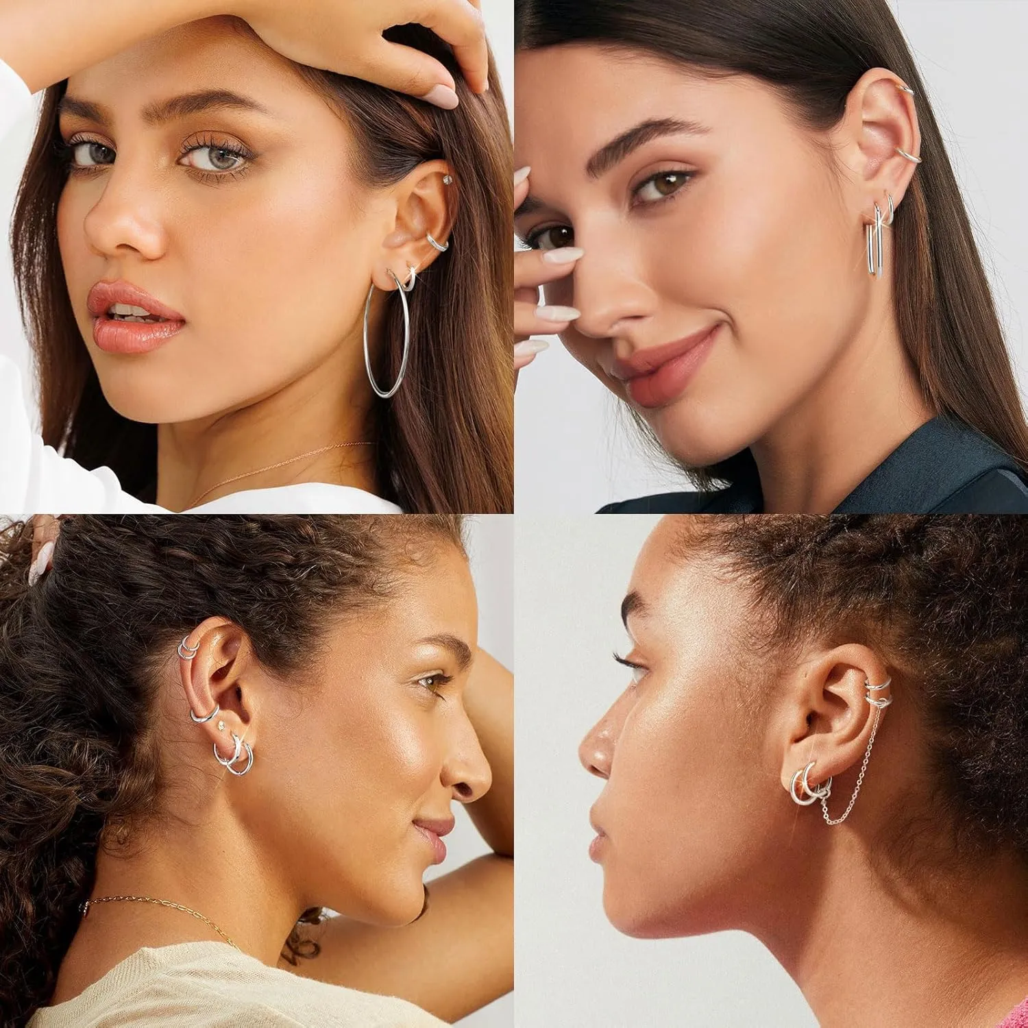 8 Pairs Gold Earrings Small Gold Hoop Earrings for Women,18K Real Gold Plated Gold Hoops Huggie Cartilage Earrings Piercings Jewelry Hypoallergenic Lightweight 6mm/8mm/10mm/12mm