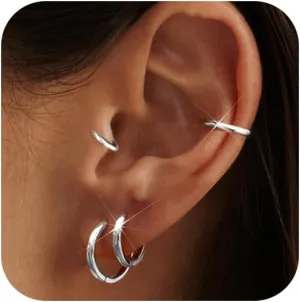 8 Pairs Gold Earrings Small Gold Hoop Earrings for Women,18K Real Gold Plated Gold Hoops Huggie Cartilage Earrings Piercings Jewelry Hypoallergenic Lightweight 6mm/8mm/10mm/12mm