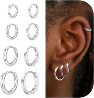 8 Pairs Gold Earrings Small Gold Hoop Earrings for Women,18K Real Gold Plated Gold Hoops Huggie Cartilage Earrings Piercings Jewelry Hypoallergenic Lightweight 6mm/8mm/10mm/12mm