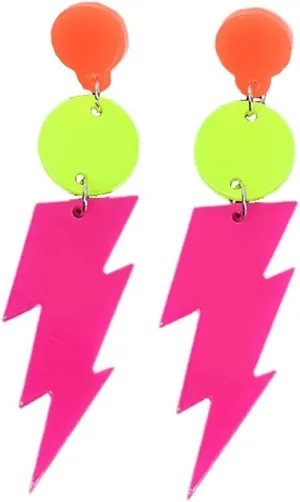 80s 90s Exaggerated Glitter Sequins Thunder Flash Lightning Dangle Earrings Vintage Lightweight Sparkling Cassette Tape Music Player Earrings for Women Outfit Glow Party Accessories