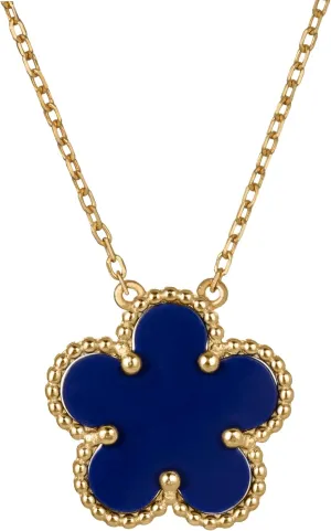 925 Sterling Silver 14K Yellow Gold Plated Hawaiian Plumeria Clover Flower Motif Beaded Necklace Pendant 16"   2" Adjustable Chain, Nickle Free Hypoallergenic for Sensitive Skin, with Gift Box