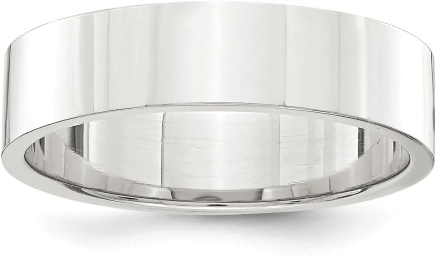 925 Sterling Silver 5mm Flat Plain Classic Wedding Band Ring