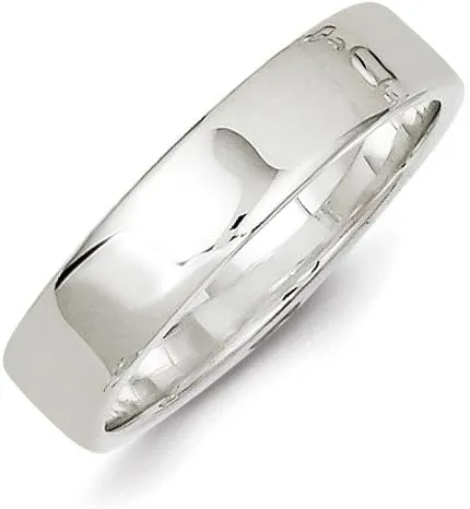 925 Sterling Silver 5mm Flat Plain Classic Wedding Band Ring