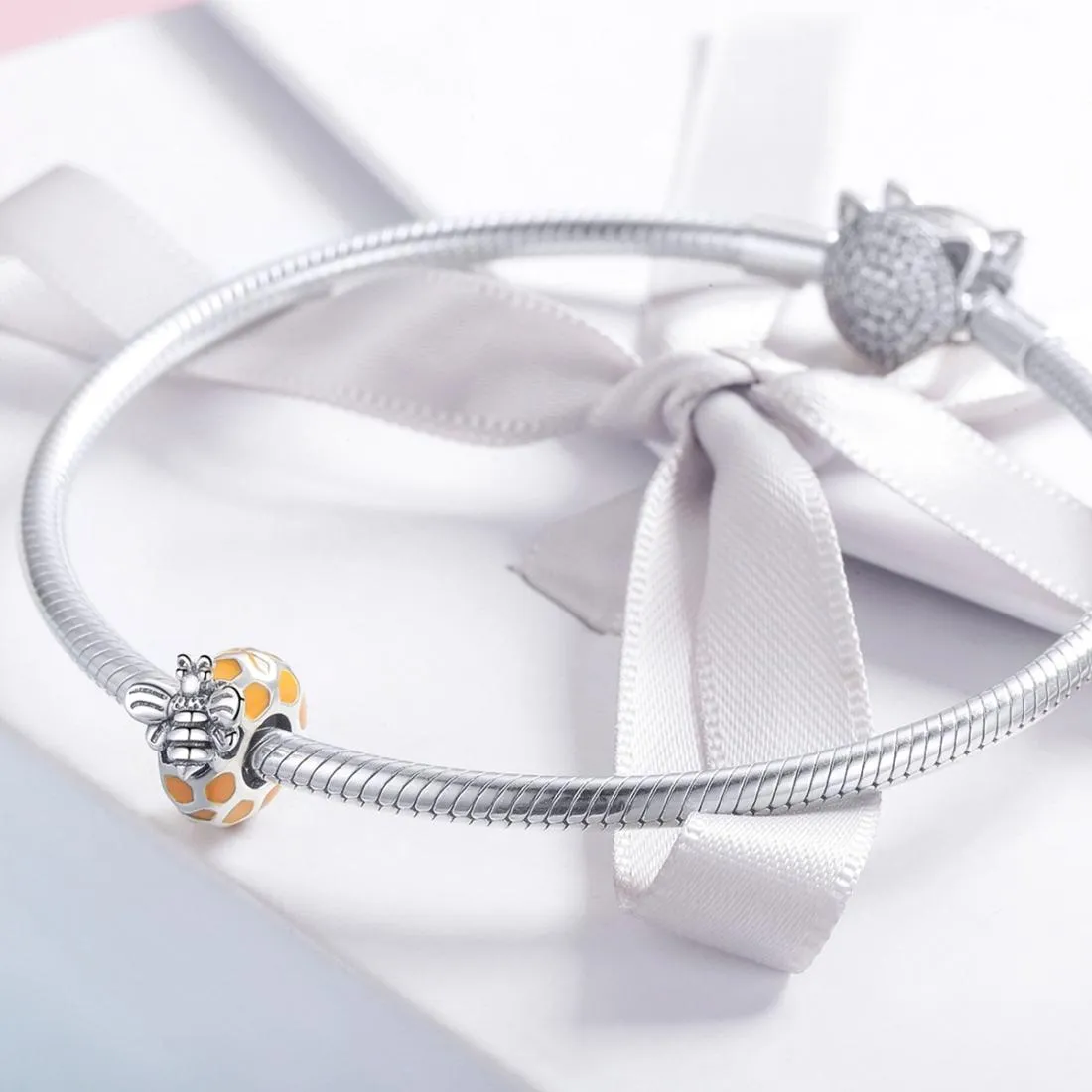 925 Sterling Silver Bee Charm For Diy Bracelets & Necklaces