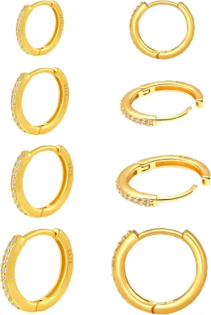 925 Sterling Silver Cartilage Helix CZ Huggie Earrings-Surgical Steel Earrings Set for Multiple Piercing Hypoallergenic,14K Gold Plated Flatback Small Hoop Stud Earrings Pack,Titanium Heart Ball Moon Dot CZ Stud Earrings for Women Men