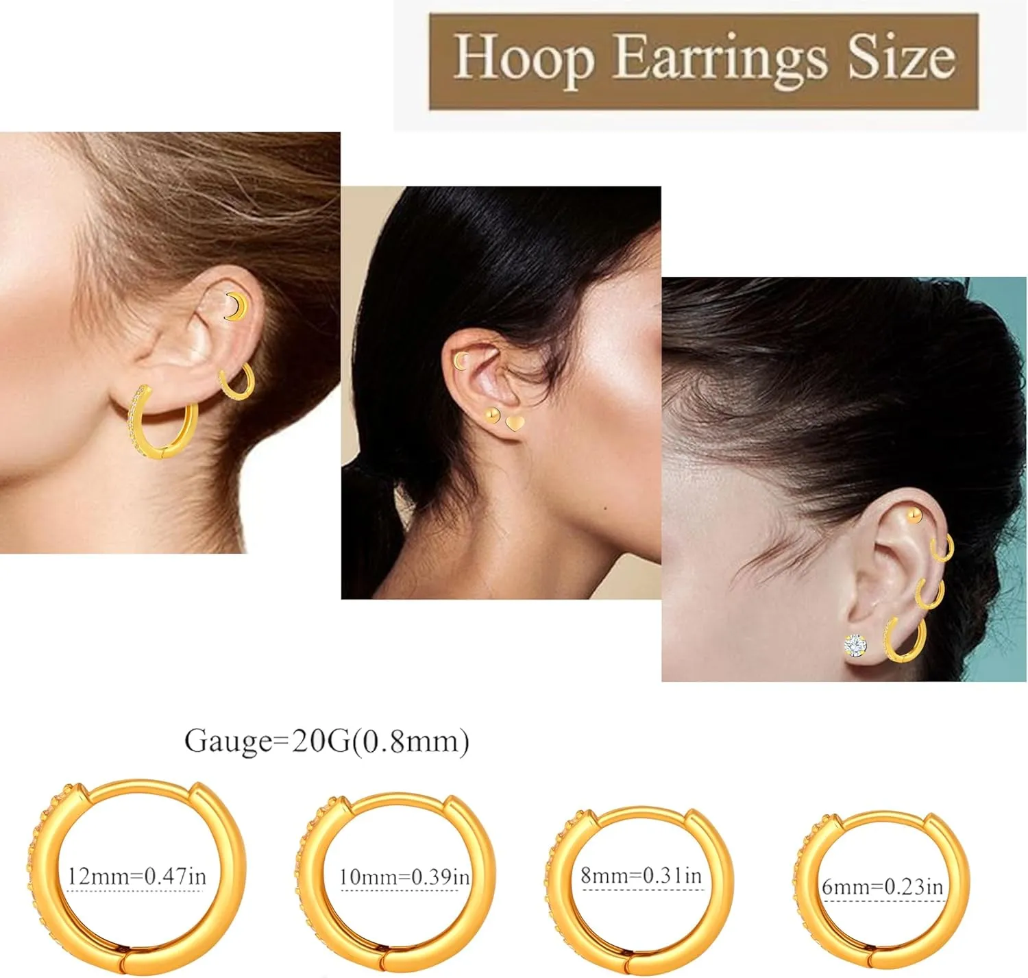 925 Sterling Silver Cartilage Helix CZ Huggie Earrings-Surgical Steel Earrings Set for Multiple Piercing Hypoallergenic,14K Gold Plated Flatback Small Hoop Stud Earrings Pack,Titanium Heart Ball Moon Dot CZ Stud Earrings for Women Men