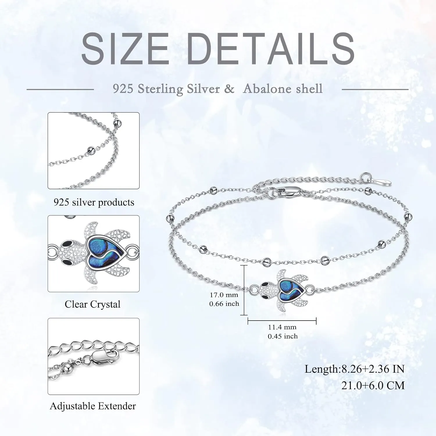 925 Sterling Silver Cat Butterfly Anklets Double Layered Chain for Birthday Women Ankle Bracelet Summer Beach Dainty Jewelry