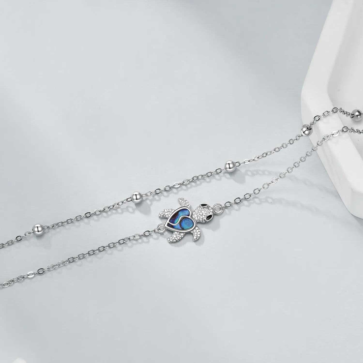 925 Sterling Silver Cat Butterfly Anklets Double Layered Chain for Birthday Women Ankle Bracelet Summer Beach Dainty Jewelry