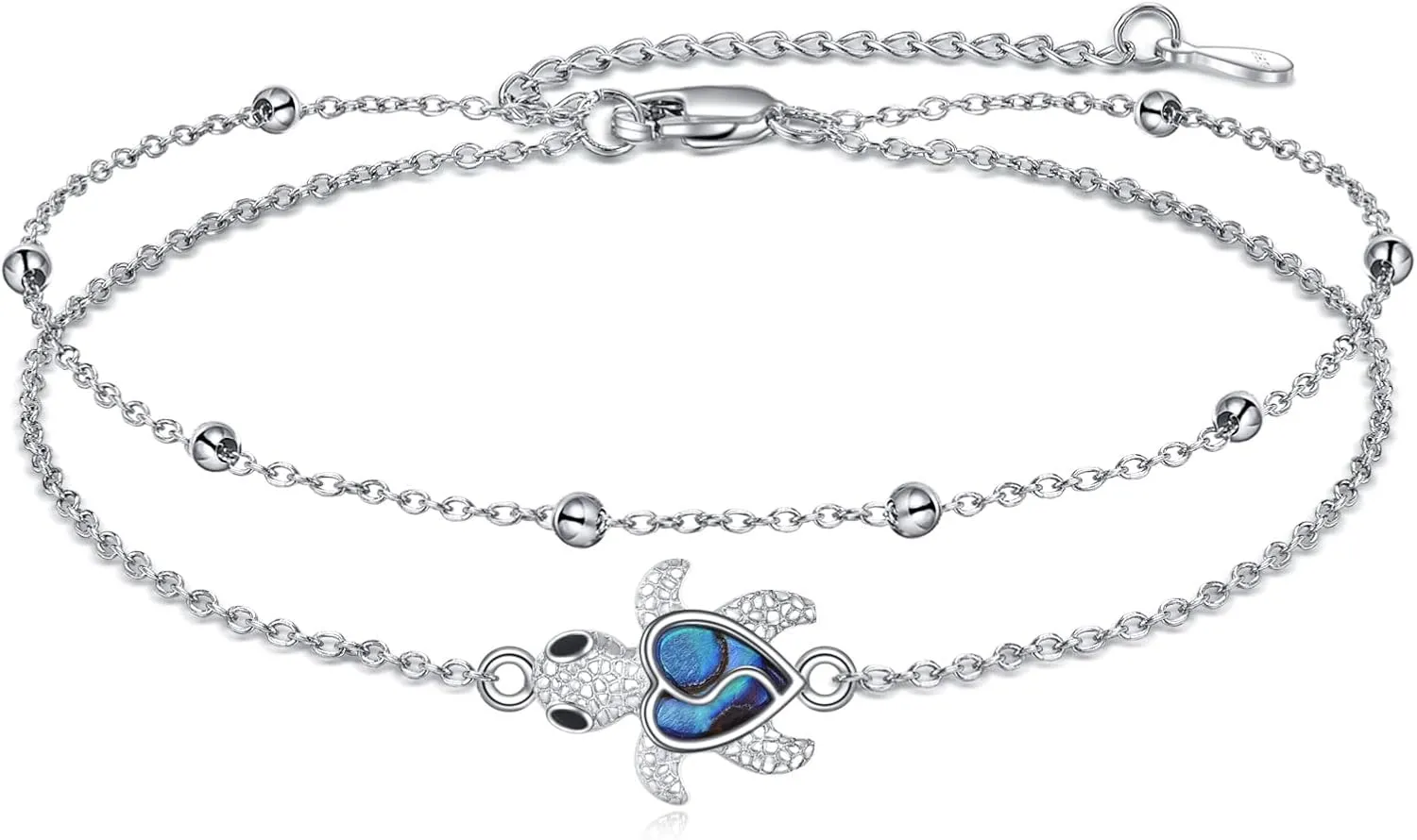 925 Sterling Silver Cat Butterfly Anklets Double Layered Chain for Birthday Women Ankle Bracelet Summer Beach Dainty Jewelry