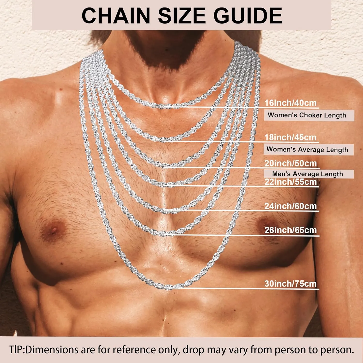 925 Sterling Silver Clasp Rope Chain 2/2.5/3/4/5mm Necklace for Men Silver Link Chain for Women 16-30 Inches