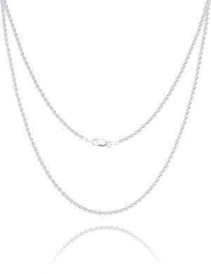 925 Sterling Silver Clasp Rope Chain 2/2.5/3/4/5mm Necklace for Men Silver Link Chain for Women 16-30 Inches
