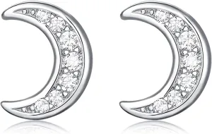925 Sterling Silver Cubic Zirconia Cz Star Moon Cross Triangle Heart Lightning Bolt Stud Earrings for Women Jewelry Gifts