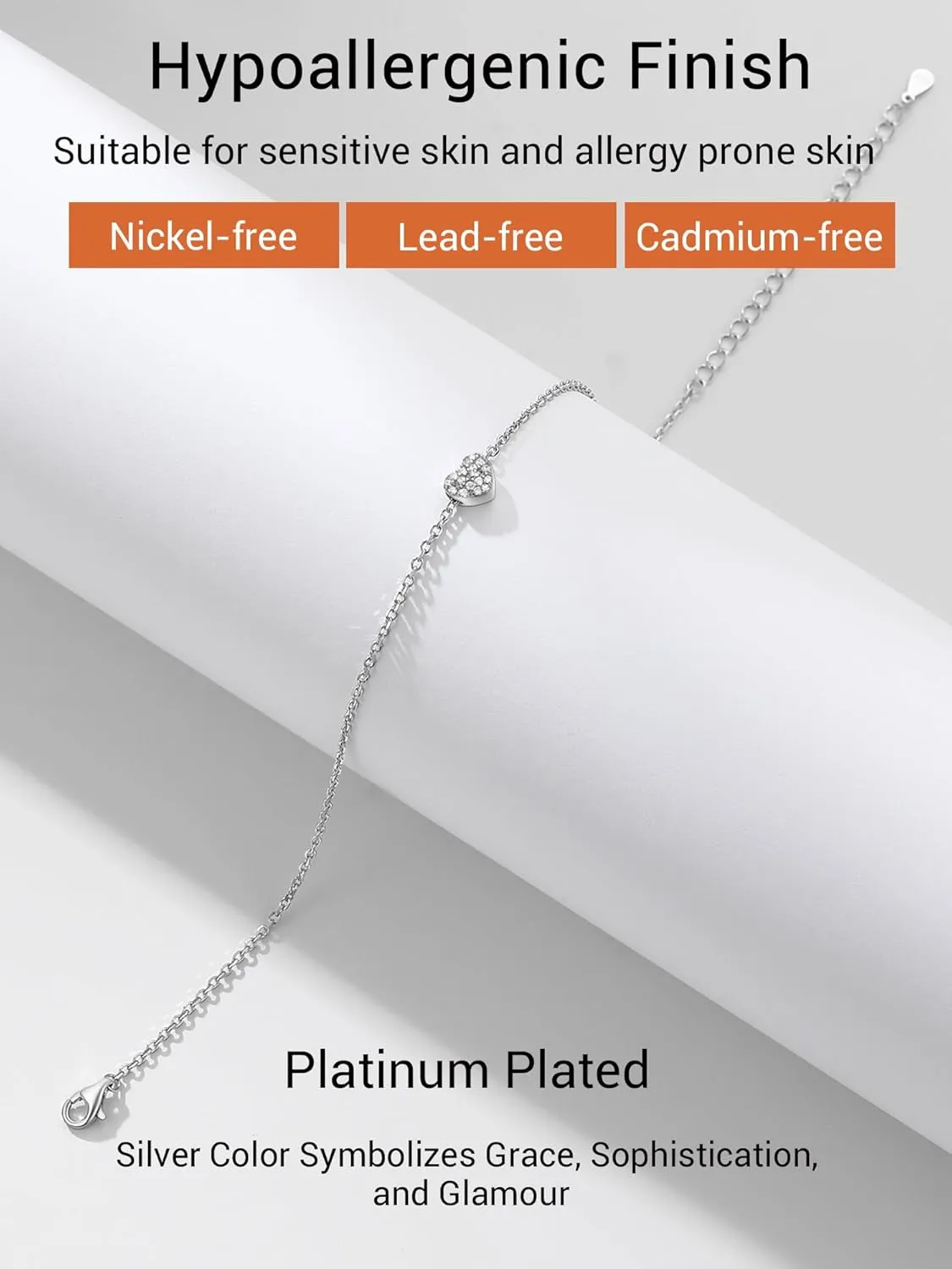 925 Sterling Silver Dainty Heart Anklets for Women, A-Z Letter Cute Initial Charm Anklet: 8.6"-10.6", Adjustable, Come with Box