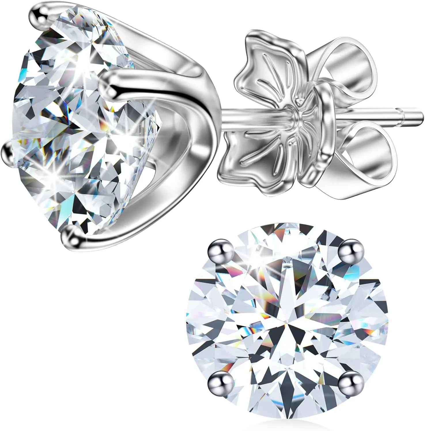 925 Sterling Silver Earrings 18K Stud Earrings for Women, AAAAA  Cubic Zirconia Earrings for Men Cartilage Earring 1 Carat Studs Earrings for Women