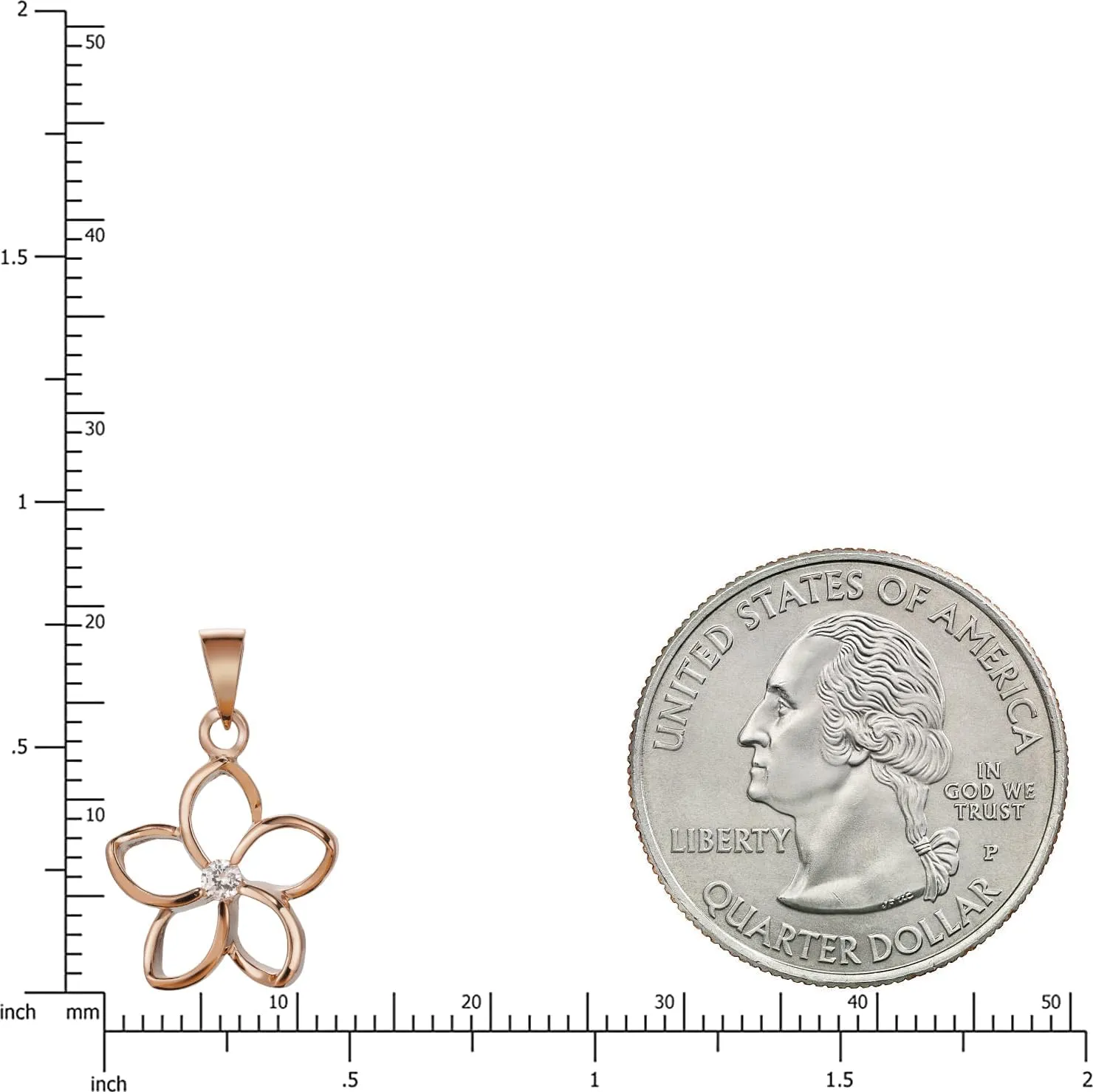 925 Sterling Silver Floating Cut-Out Plumeria Flower Necklace Pendant with 18" Box Chain, 14K Gold Plated, Cubic Zirconia, Nickel Free Hypoallergenic for Sensitive Skin, Gift Box Included