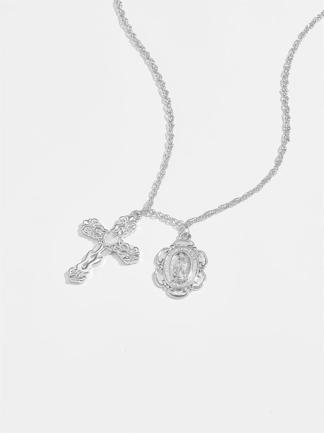 925 Sterling Silver Gold Oval Cross Pendant Long Chain Necklace Rock Punk Jewelry Party Choker